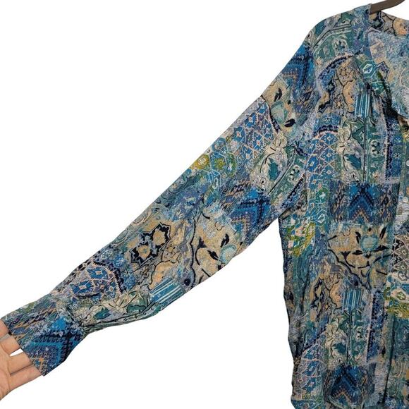 Jane and Delancy Boho Blouse Half Button Medium 509 - Picture 4 of 12